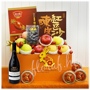 M43  中秋鮑魚月餅水果盒 - 天龍鮑魚4罐裝 奇華陳皮豆沙月餅 M43  中秋鮑魚月餅水果盒 - 天龍鮑魚4罐裝 奇華陳皮豆沙月餅